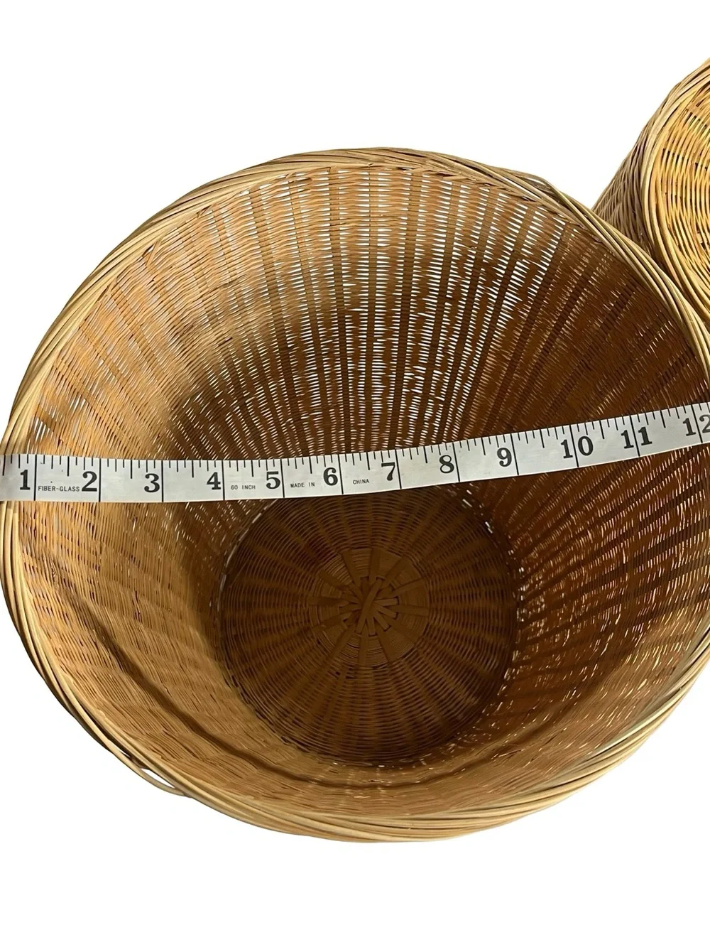 Boho Woven Bamboo Wastebasket Trash Can Basket 2 Pack Republic of China Vintage